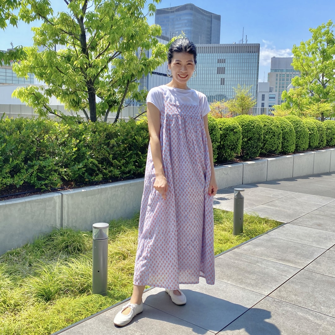 無印良品 婦人 ブロックプリント キャミソールワンピース 婦人ＸＬ・ブルー柄 婦人 ブロックプリント キャミソールワンピース | 無印良品